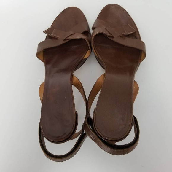 BCBGMAXAZRIA Womens Ankle Strap Sandals Cone Heels Brown Leather Hook Loop 7.5 B - Picture 9 of 12